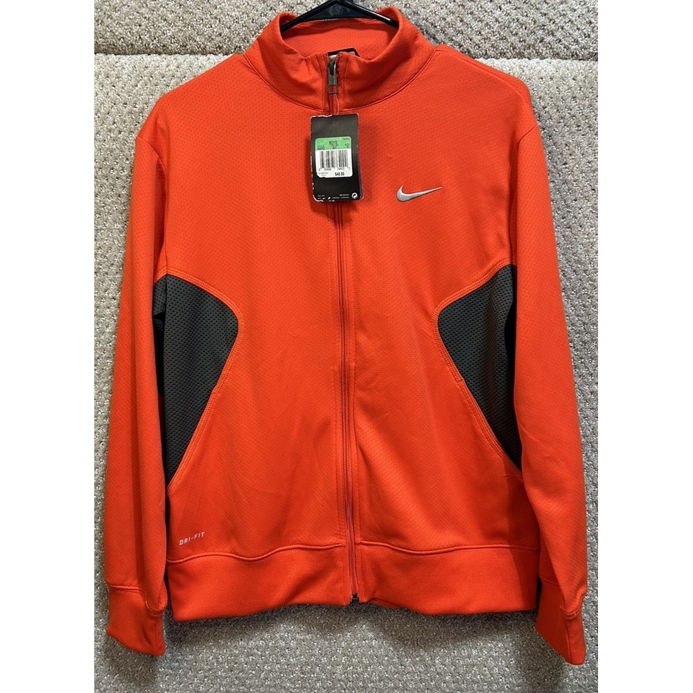 Nike Dri-Fit Full Zip Long Sleeve Sweat Jacket Orange‎ Boys Size XL NWT
